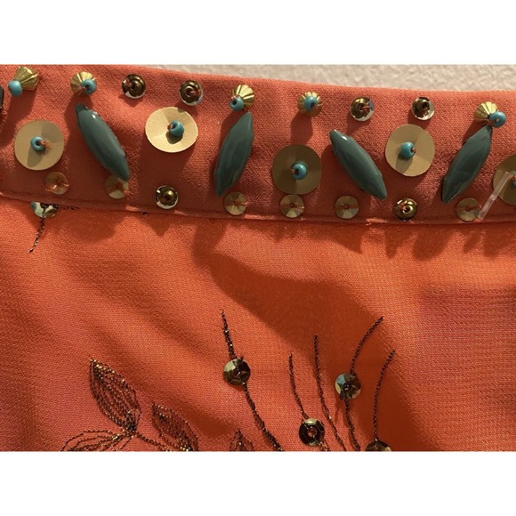 Pearl by Georgina Chapman of Marchesa Peach Gold  Beaded Embellished Dress 12 - Picture 15 of 16